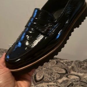 Black Crinkled Patent loafer/ like New